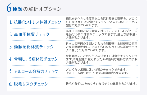 6種類の解析オプション